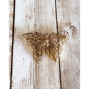 Vintage Signed Allison Reed Butterfly Brooch Lapel Pin Filigree Statement Estate